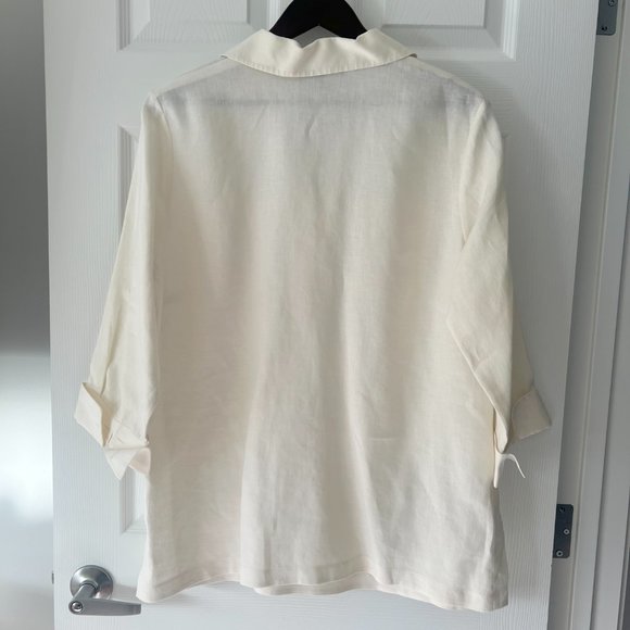 Jones Of New York Designer Women's Shirt-Style Double Pocket Linen Pullover! - Picture 10 of 12